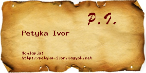 Petyka Ivor névjegykártya